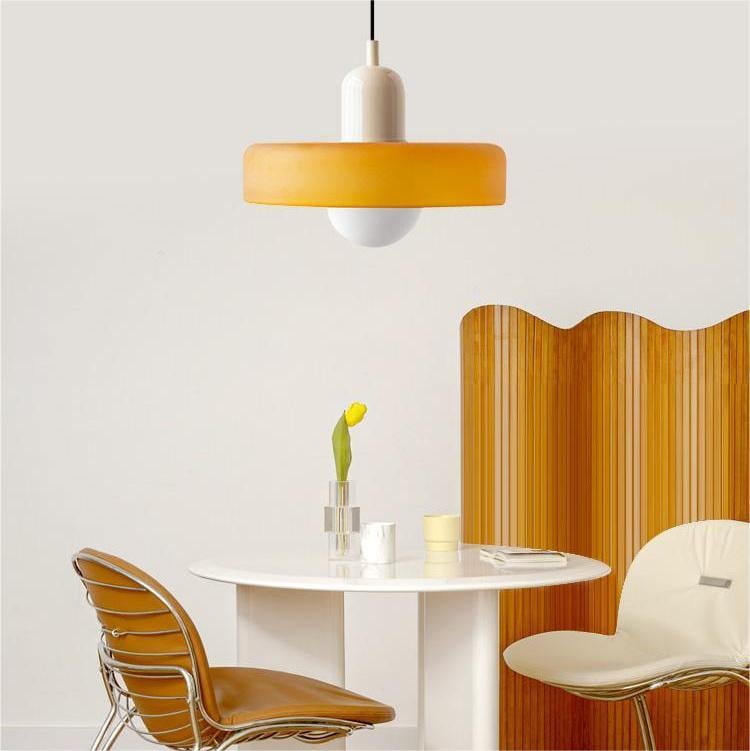 Lampe pendante Bauhaus en verre coloré