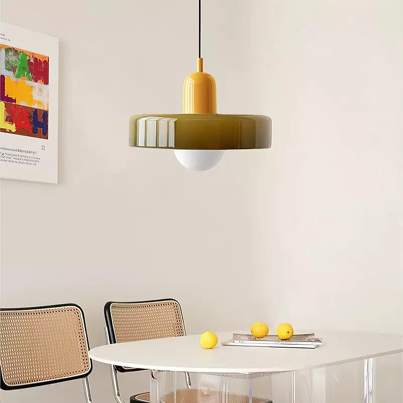 Lampe pendante Bauhaus en verre coloré