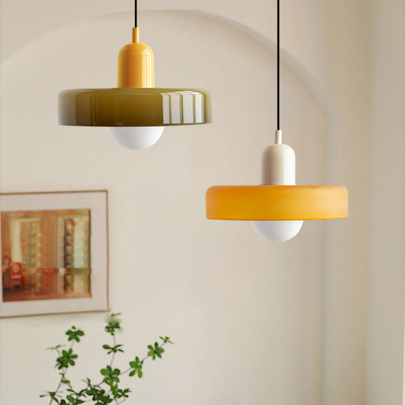 Lampe pendante Bauhaus en verre coloré