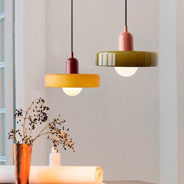 Lampe pendante Bauhaus en verre coloré