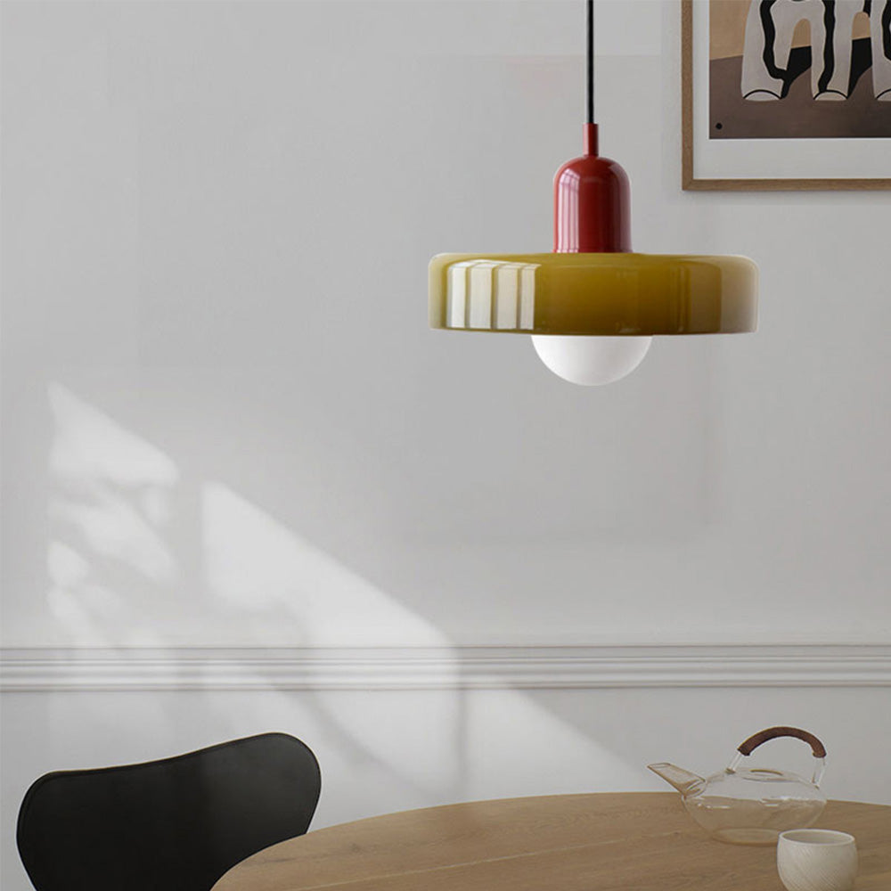 Lampe pendante Bauhaus en verre coloré