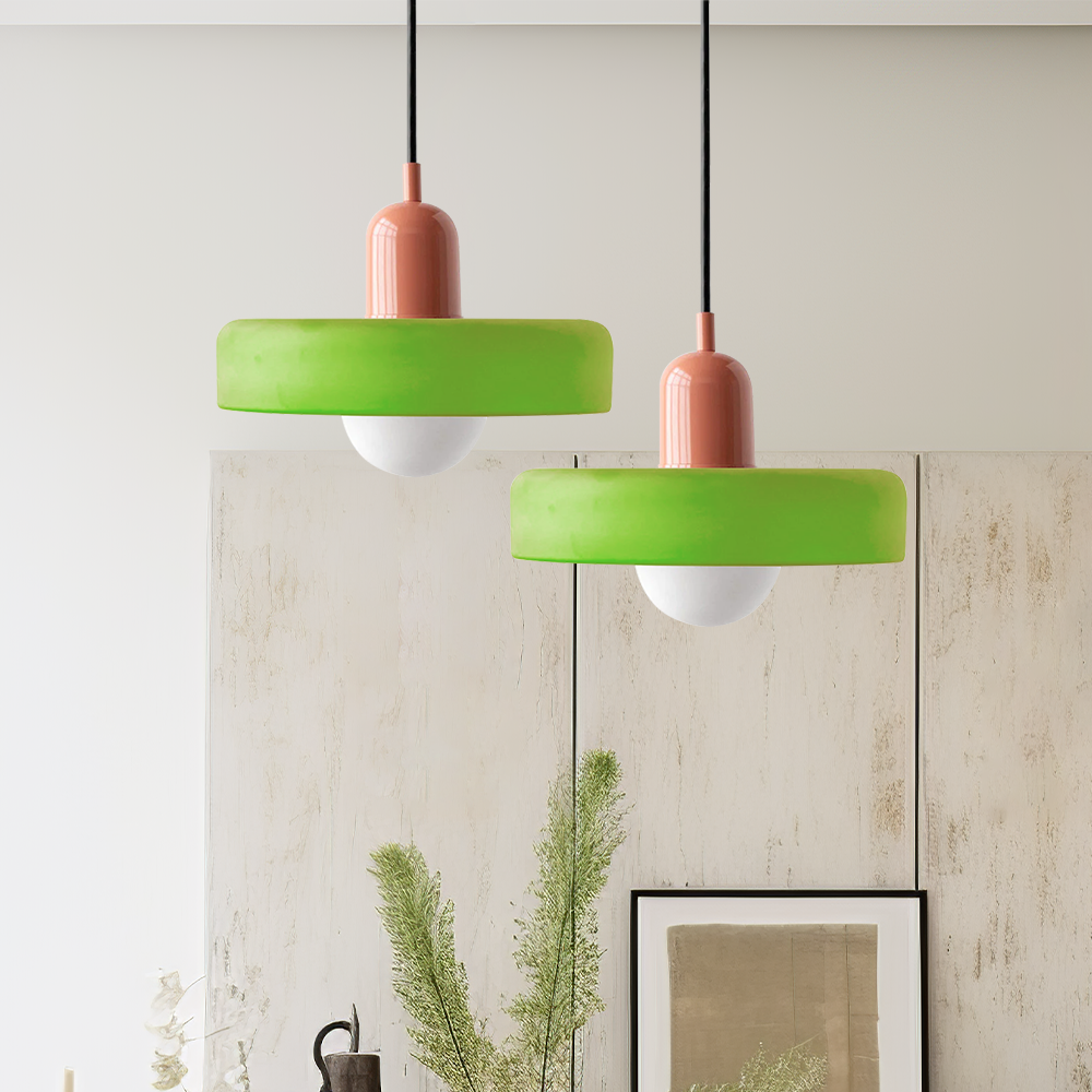 Lampe pendante Bauhaus en verre coloré