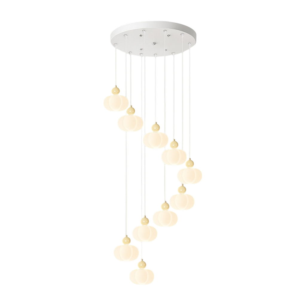 Lustre d'escalier Art Déco crème