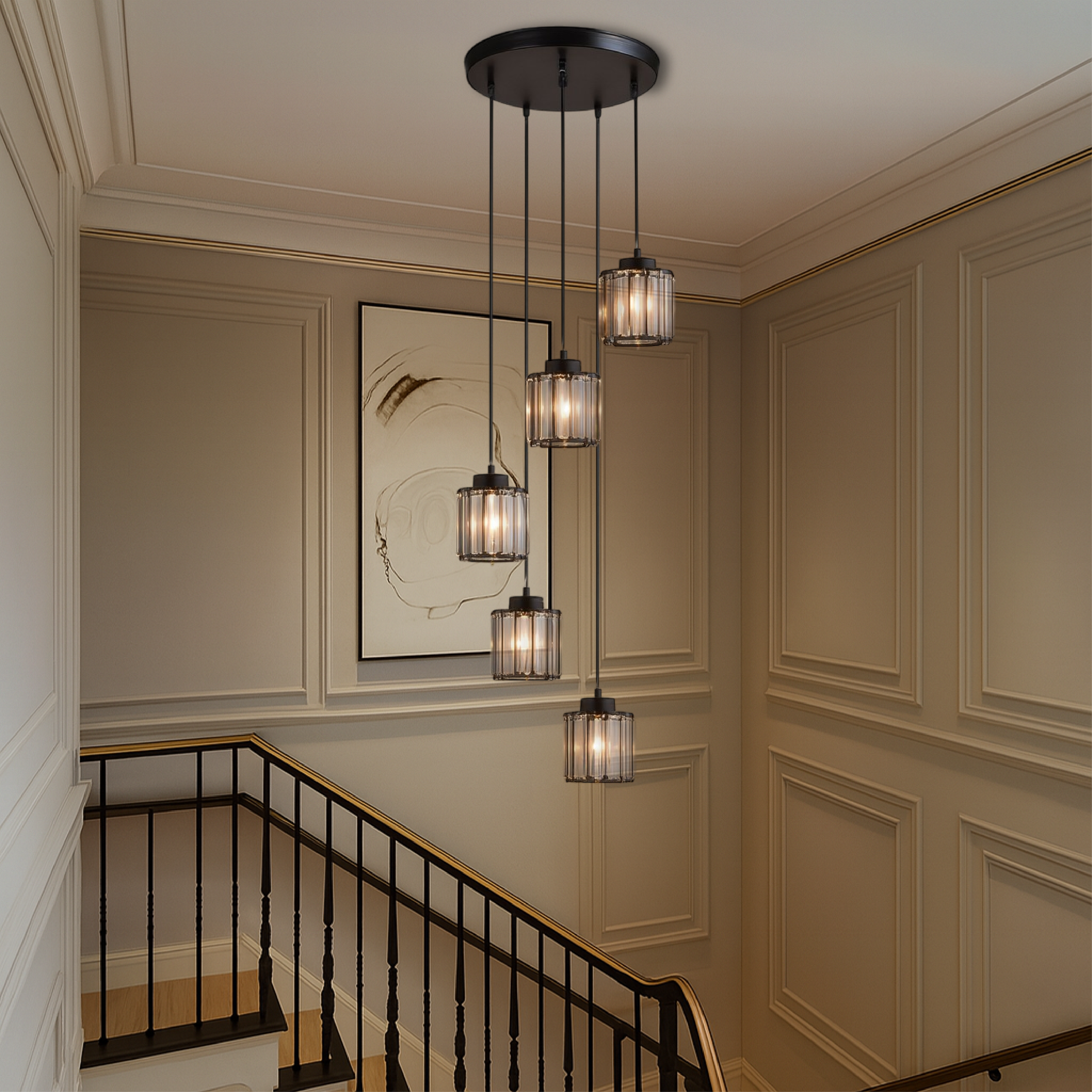 Lustre escalier en cristal Ida