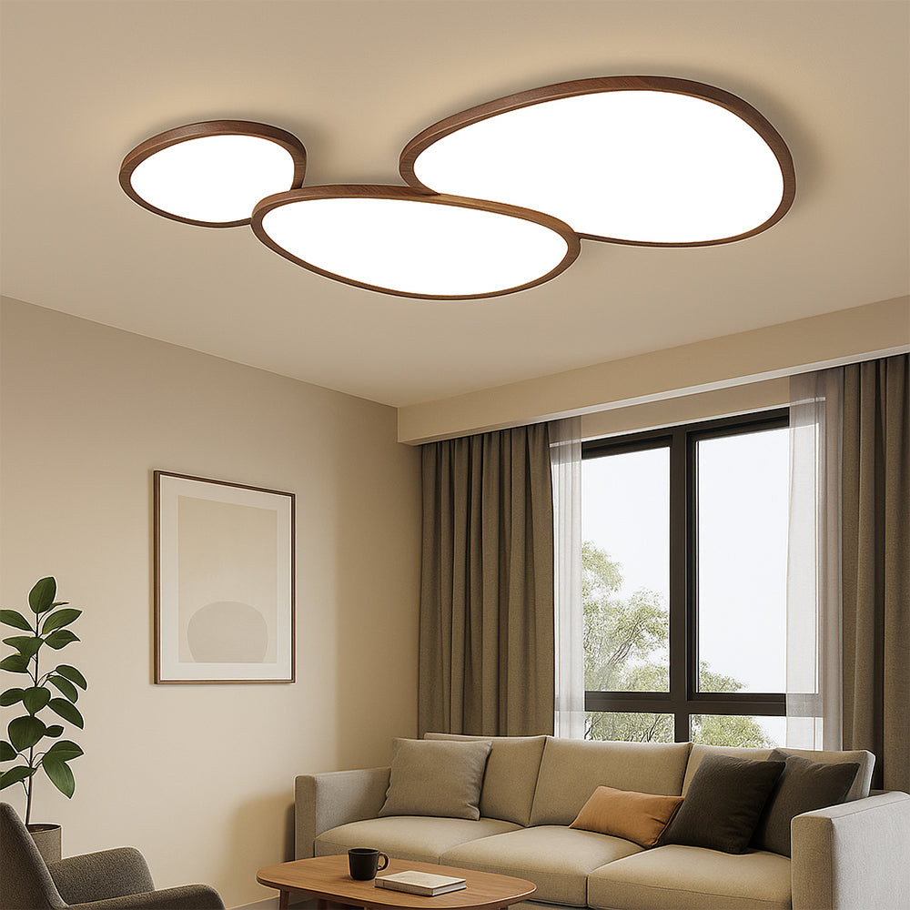 Plafonnier ultra-mince en bois foncé