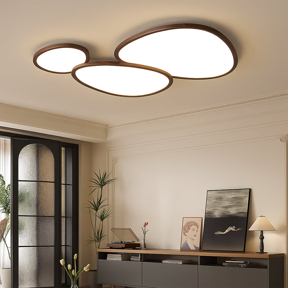 Plafonnier ultra-mince en bois foncé
