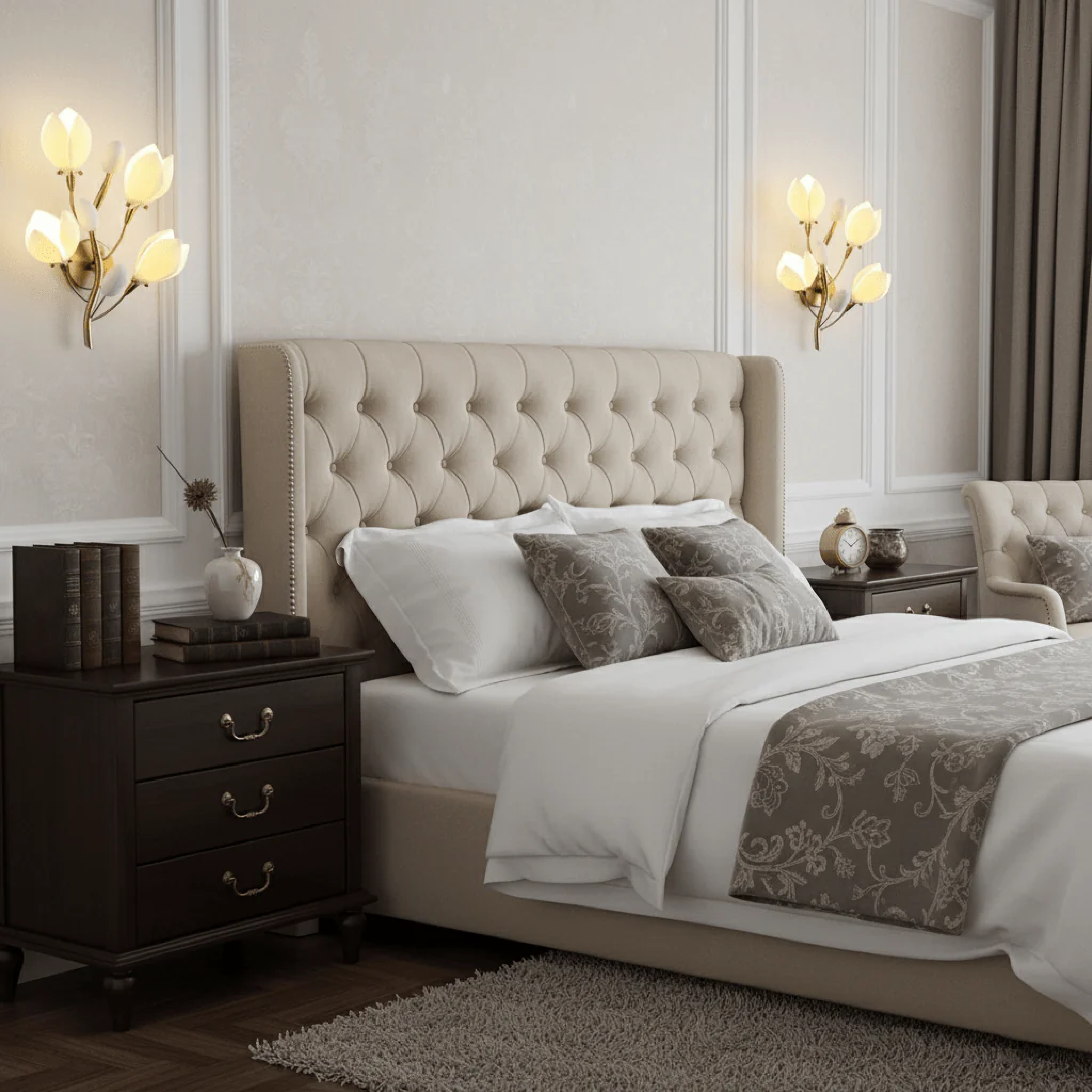 Lampe murale à fleurs en céramique