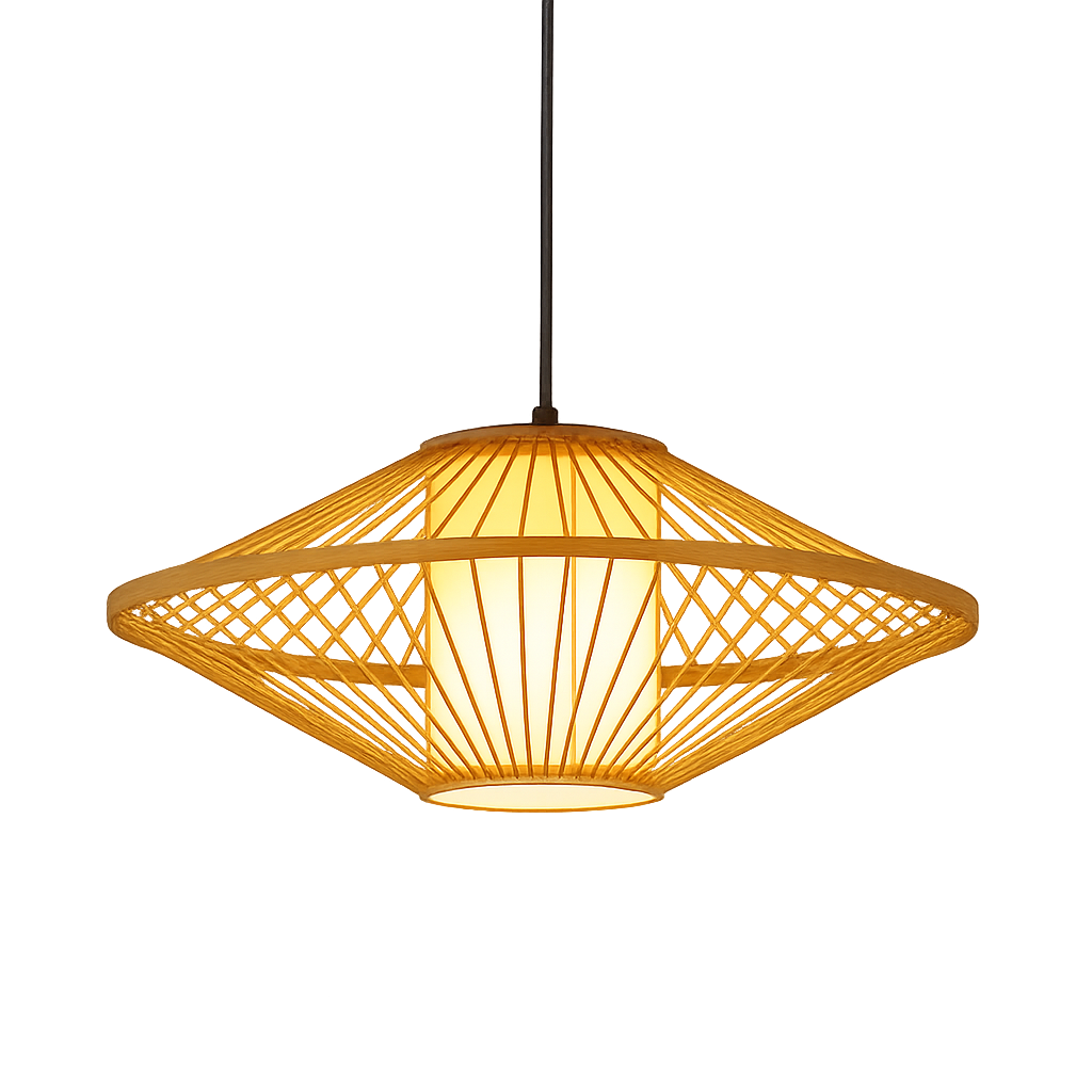 Lampe pendante japonaise en bambou