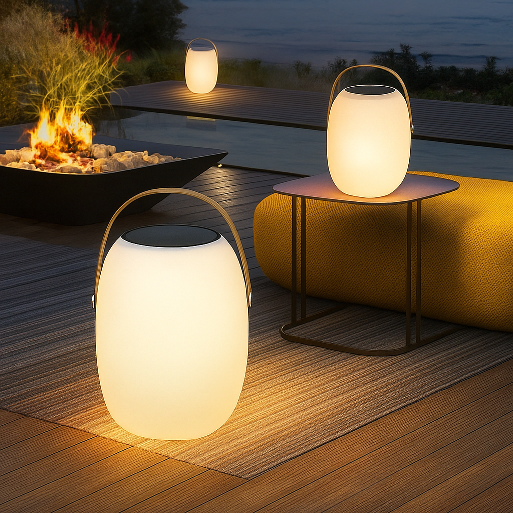 Lampe solaire portable pour terrasse