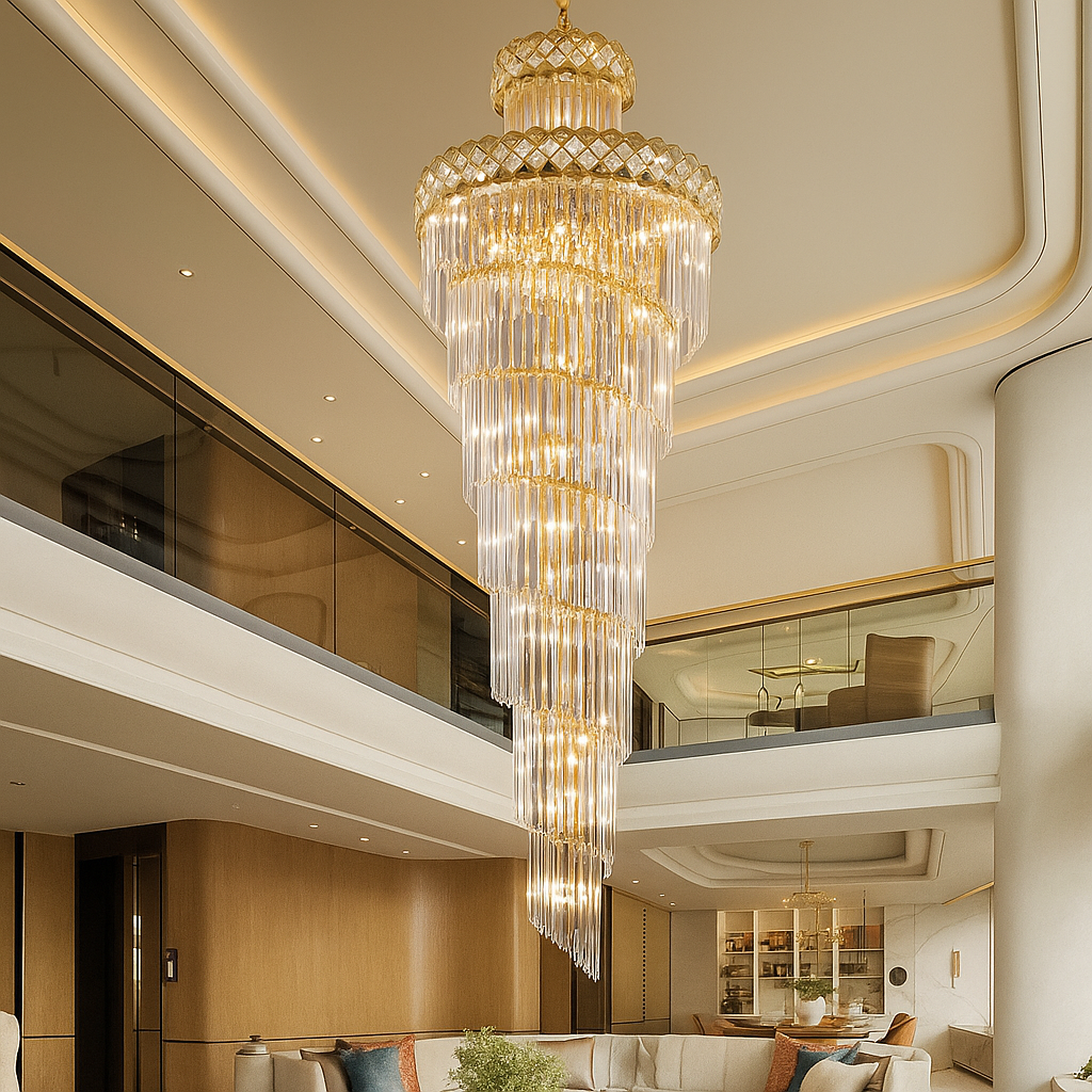 Lustre d'escalier moderne en cristal