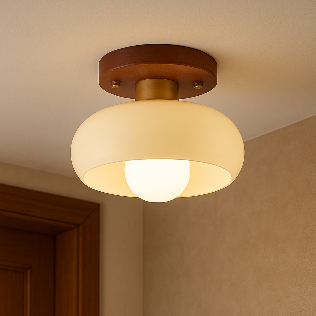 Plafonnier en bois crème