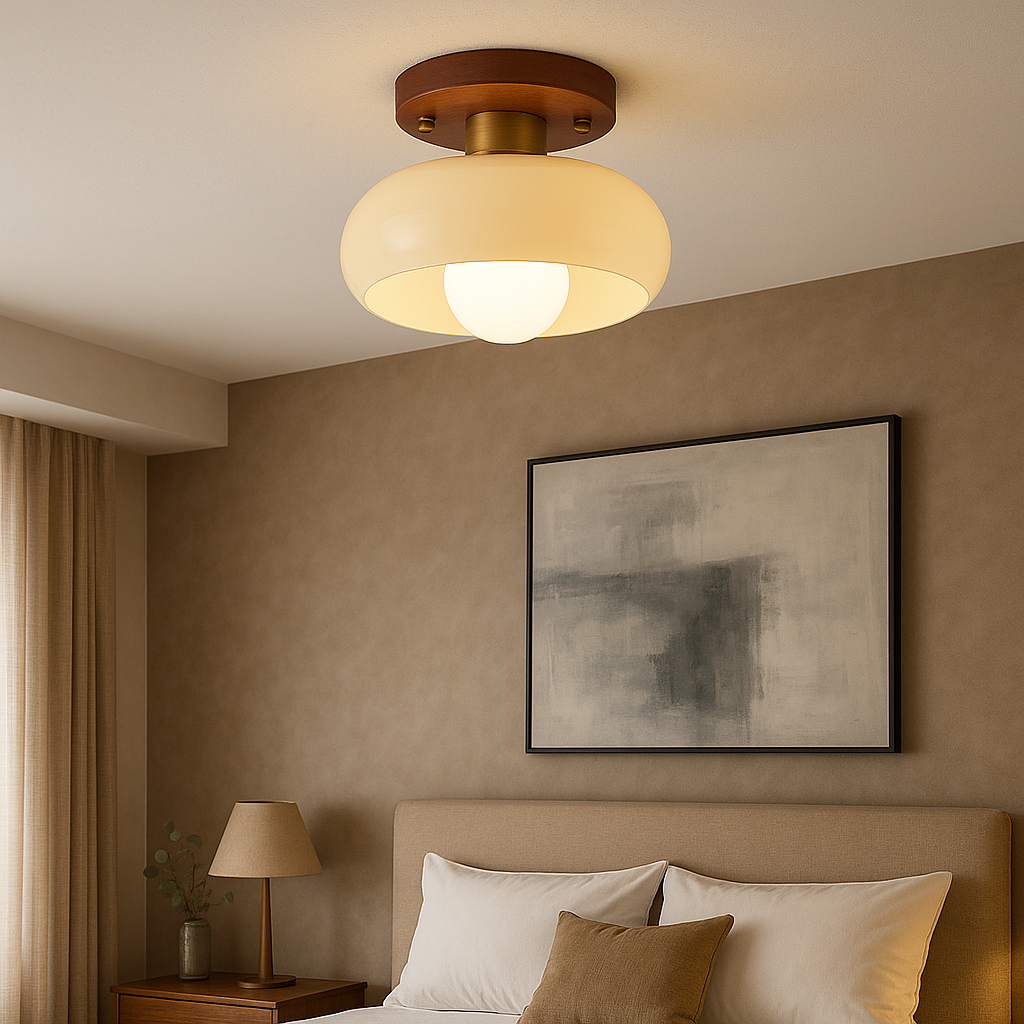 Plafonnier en bois crème
