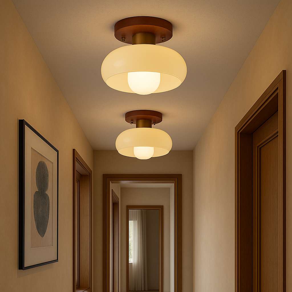 Plafonnier en bois crème