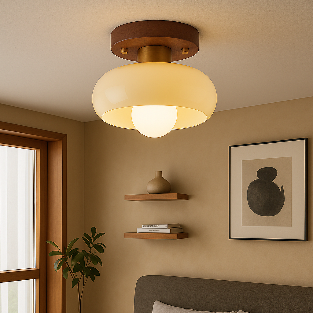 Plafonnier en bois crème
