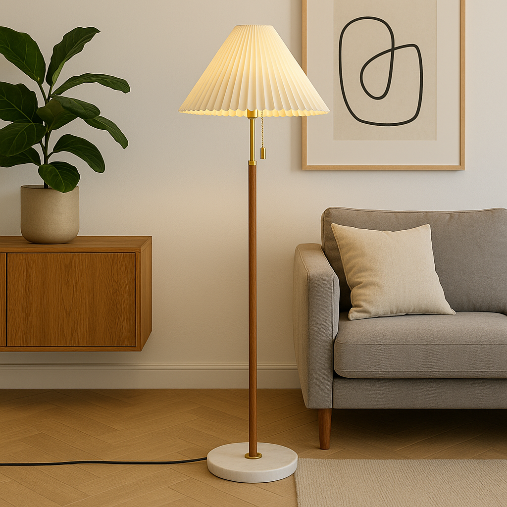Lampadaire en bois vintage Yrus