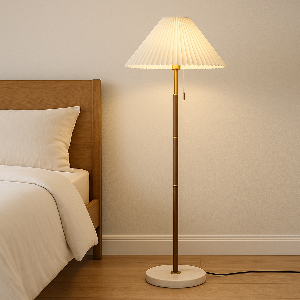 Lampadaire en bois vintage Yrus