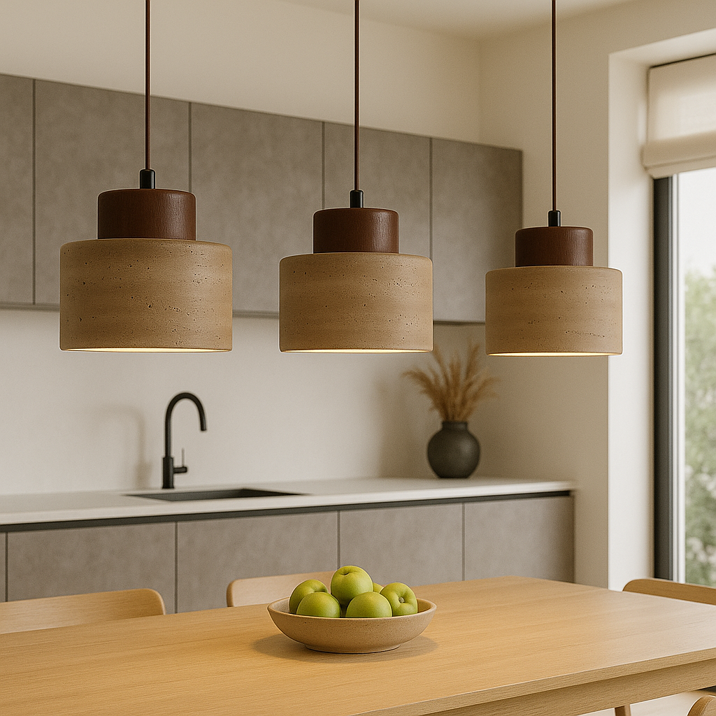 Lampe pendante en pierre de travertin