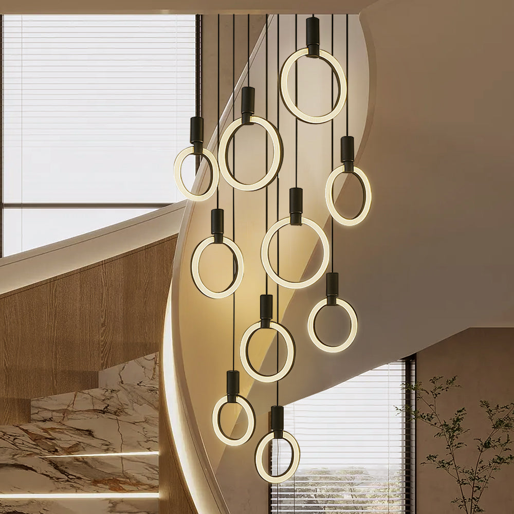 Lustre escalier 7/10 anneaux