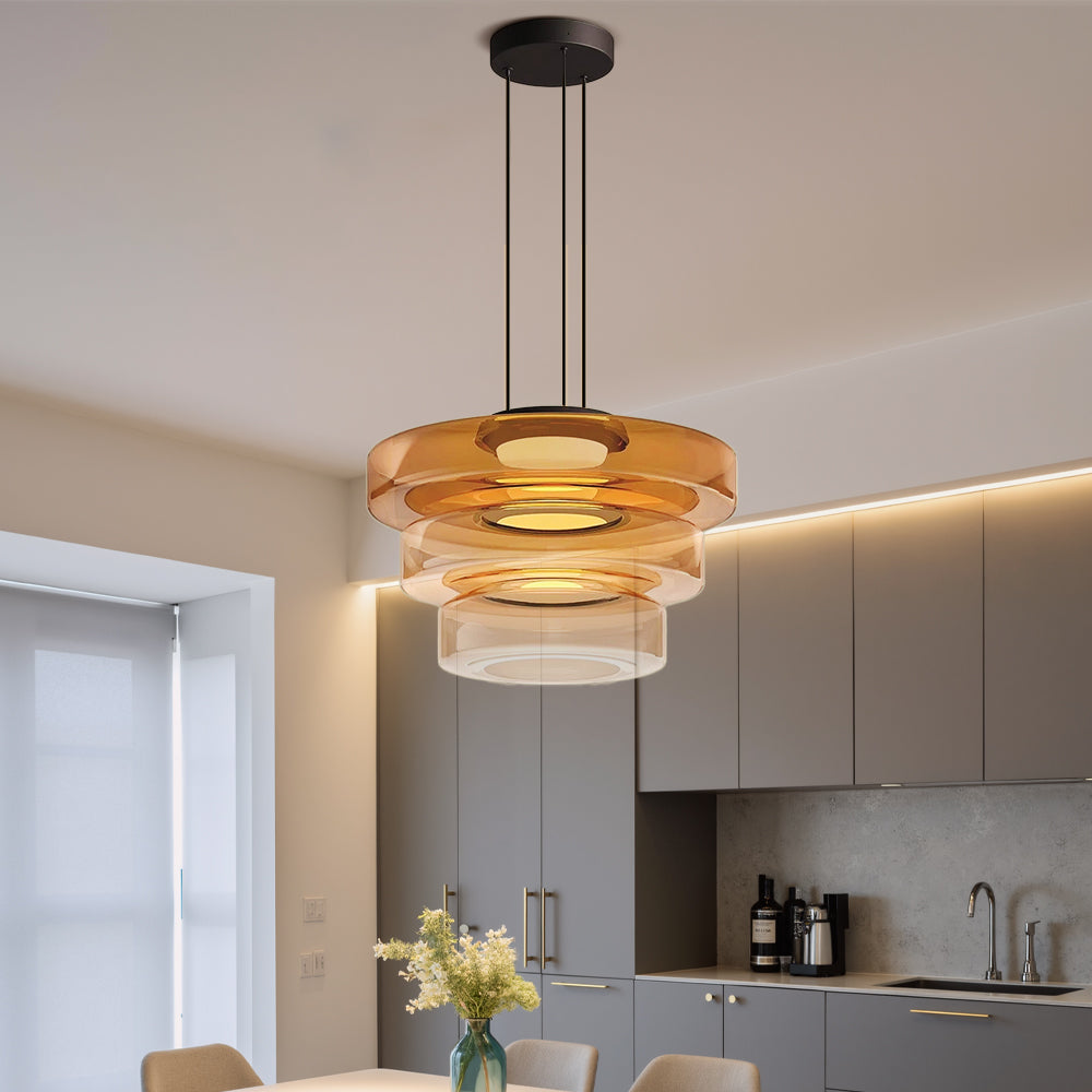 Lampe pendante danoise en verre Bauhaus