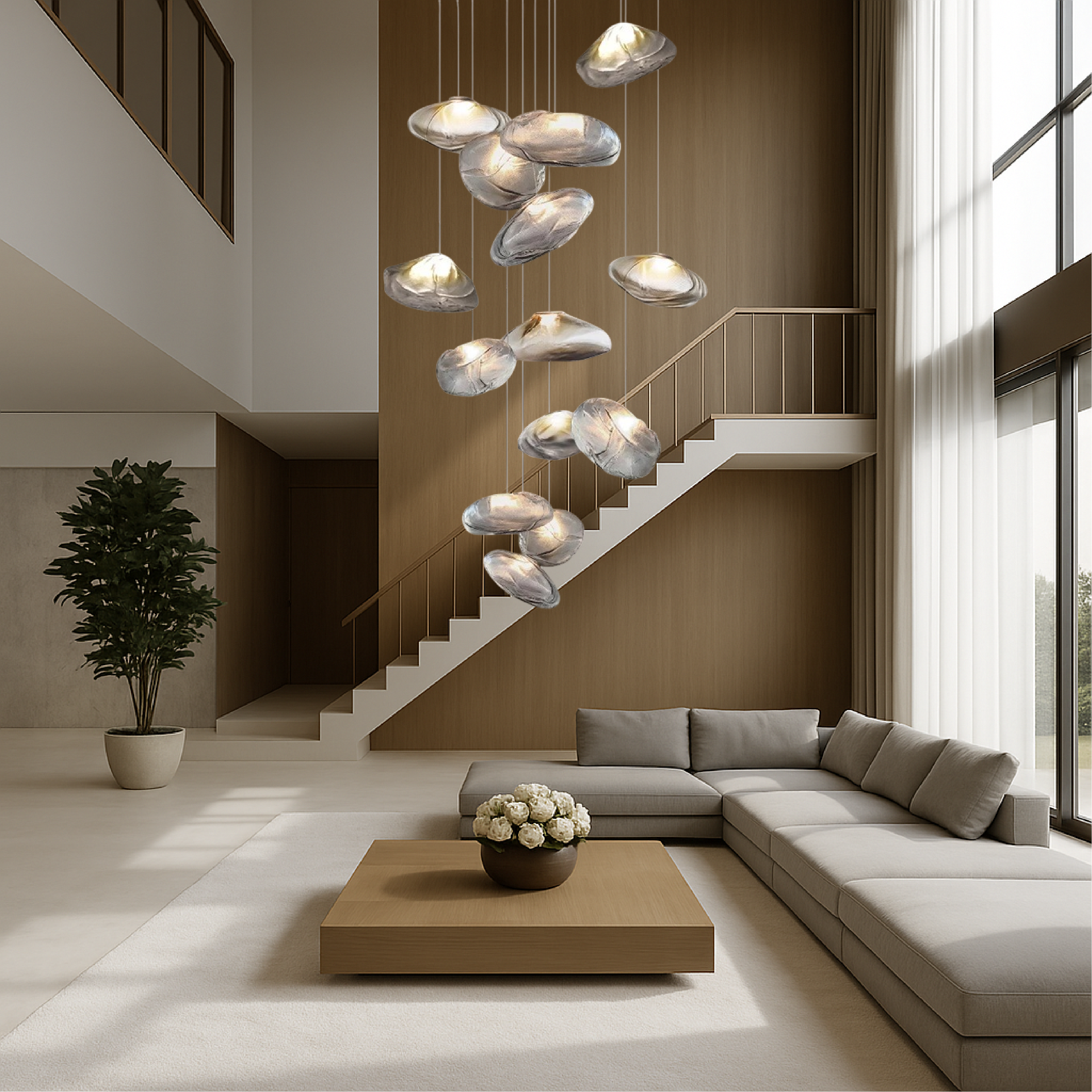 Lustre Villa en verre nordique