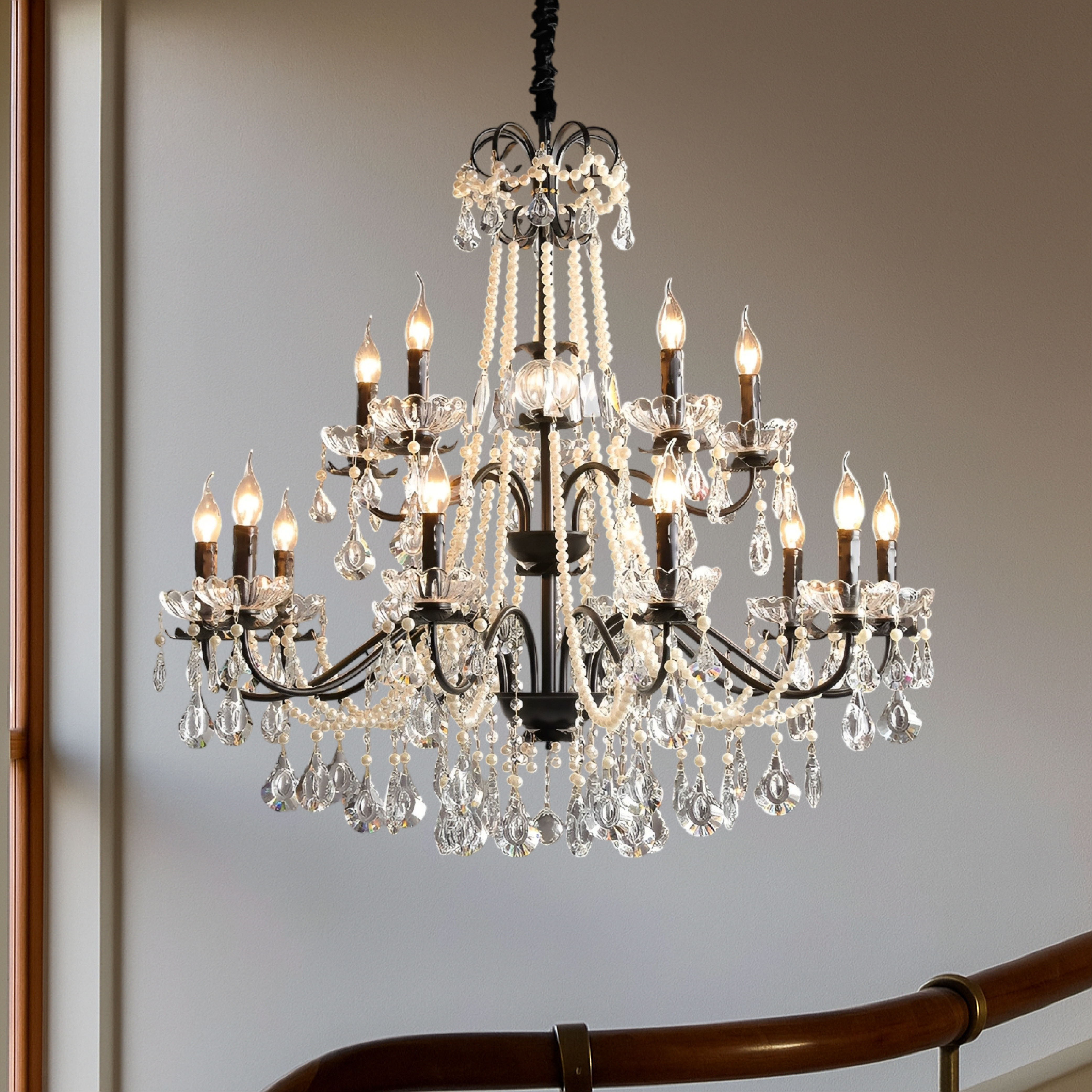 Lustre français en cristal noir