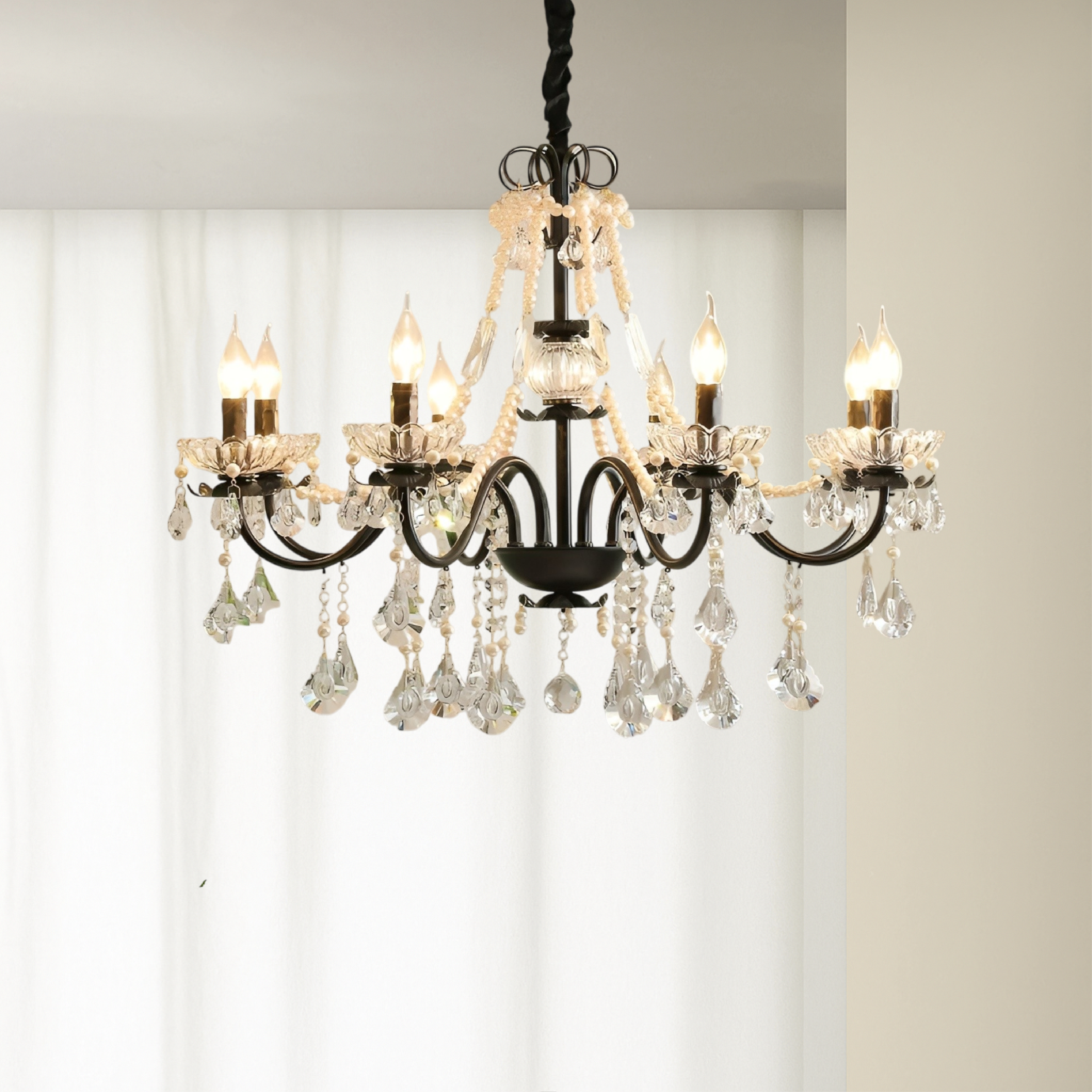 Lustre français en cristal noir