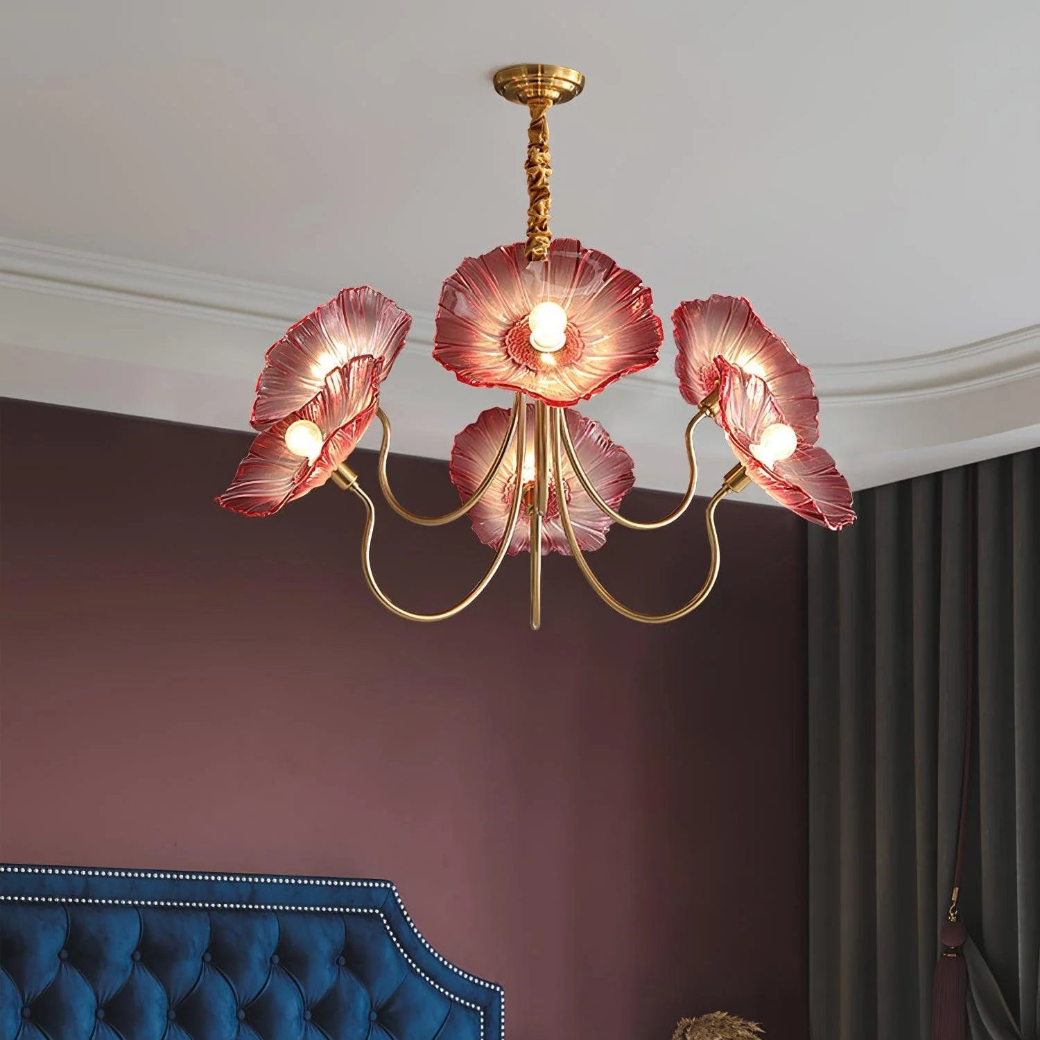 Lustre à feuilles de verre Lotus
