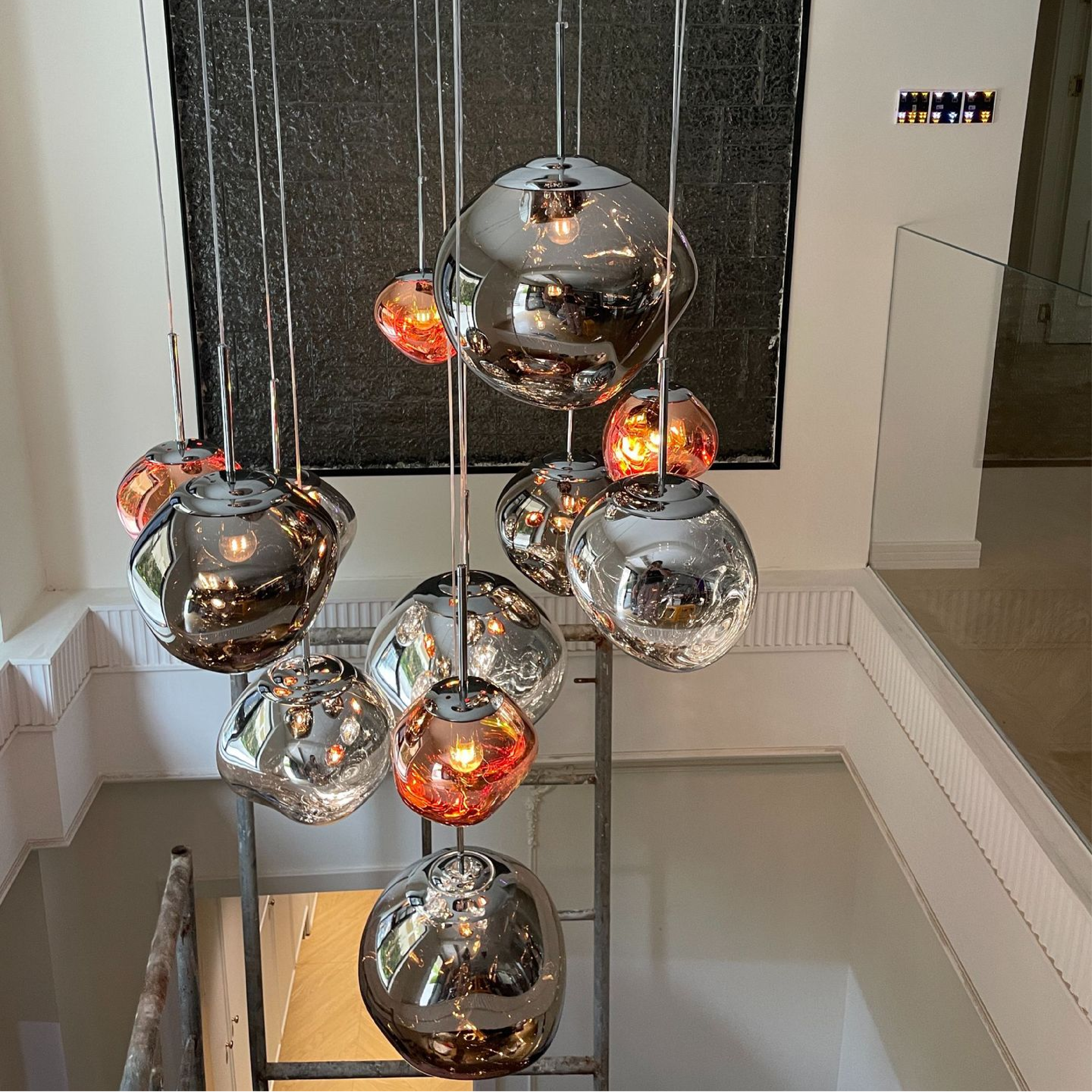 Lampe pendante en verre fondu