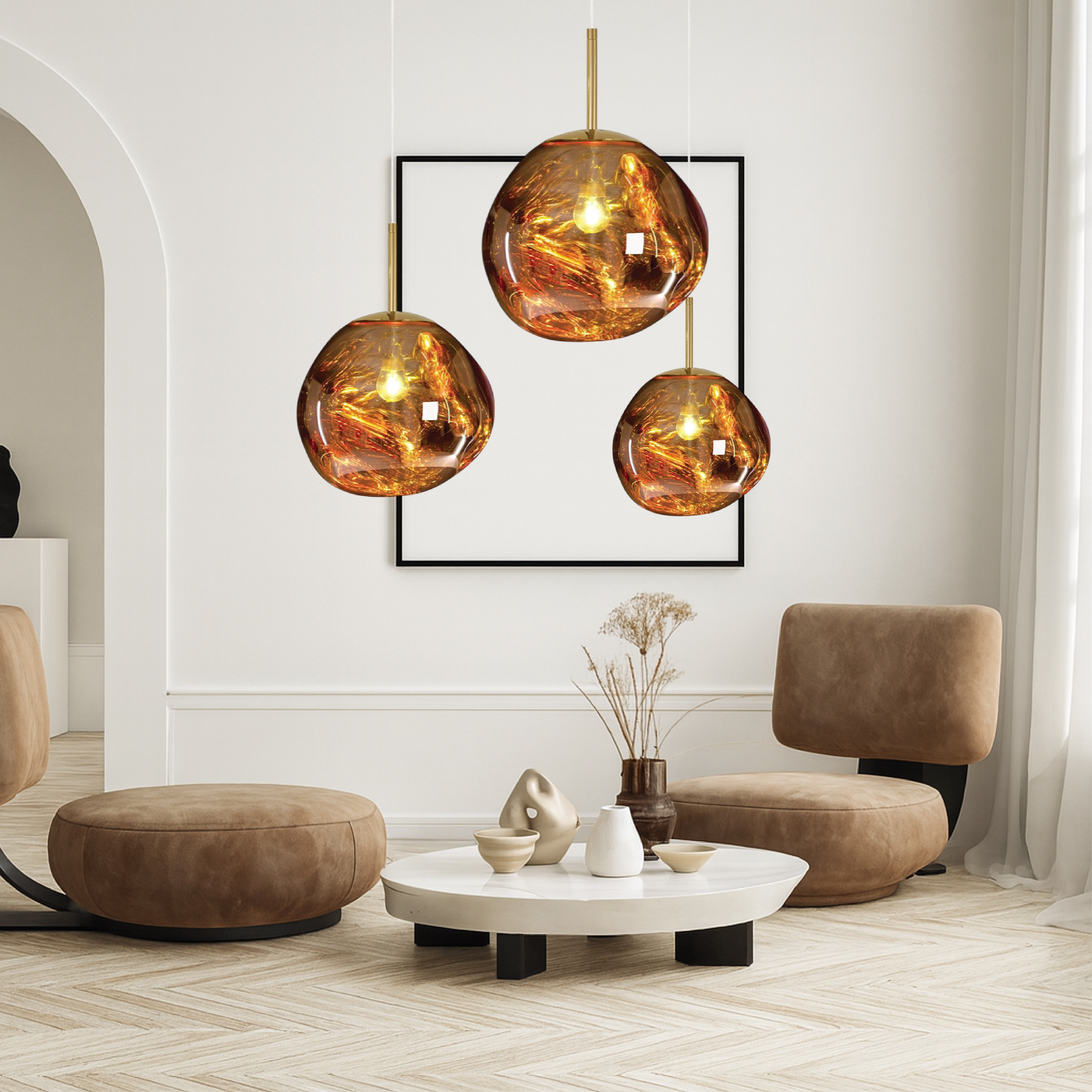 Lampe pendante en verre fondu