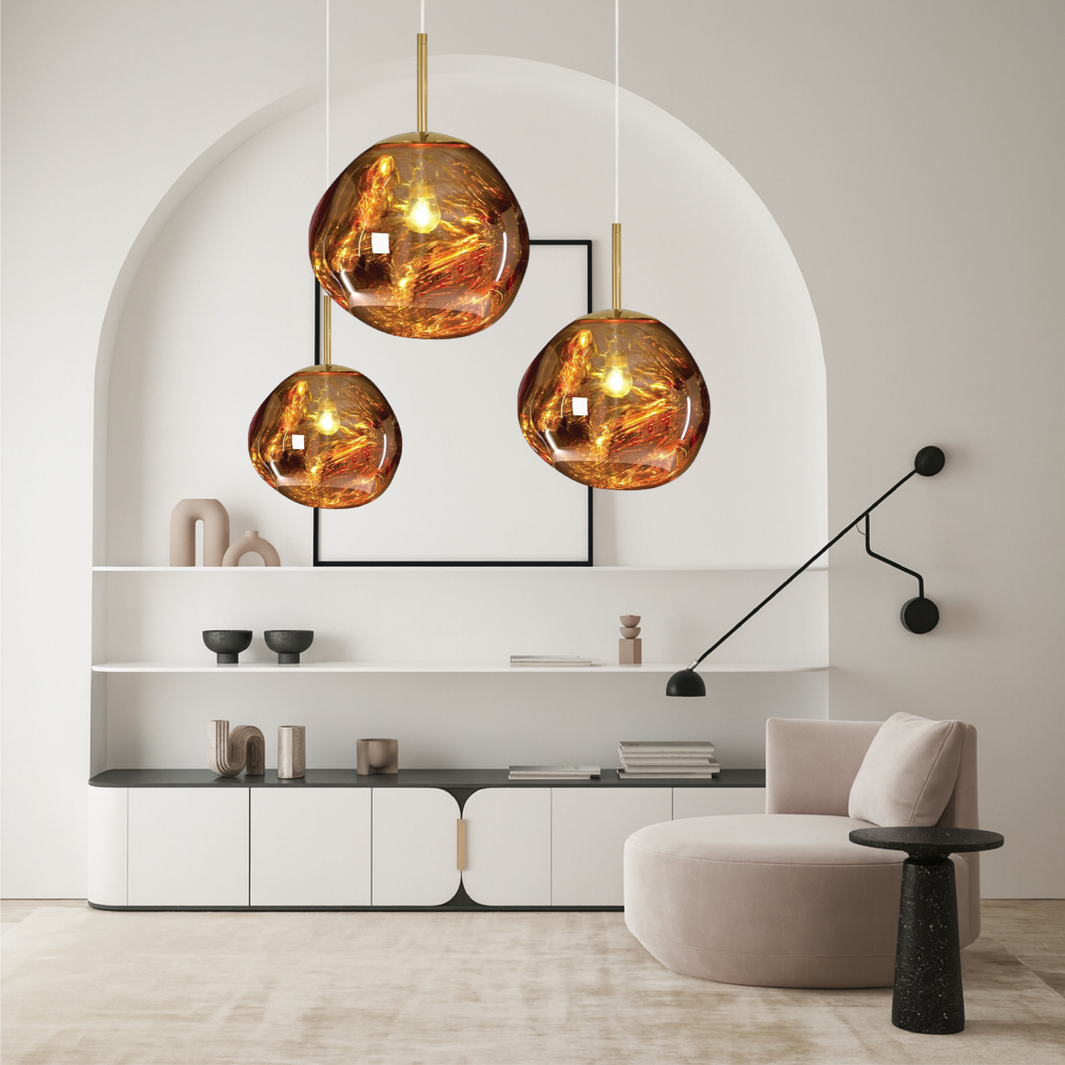 Lampe pendante en verre fondu