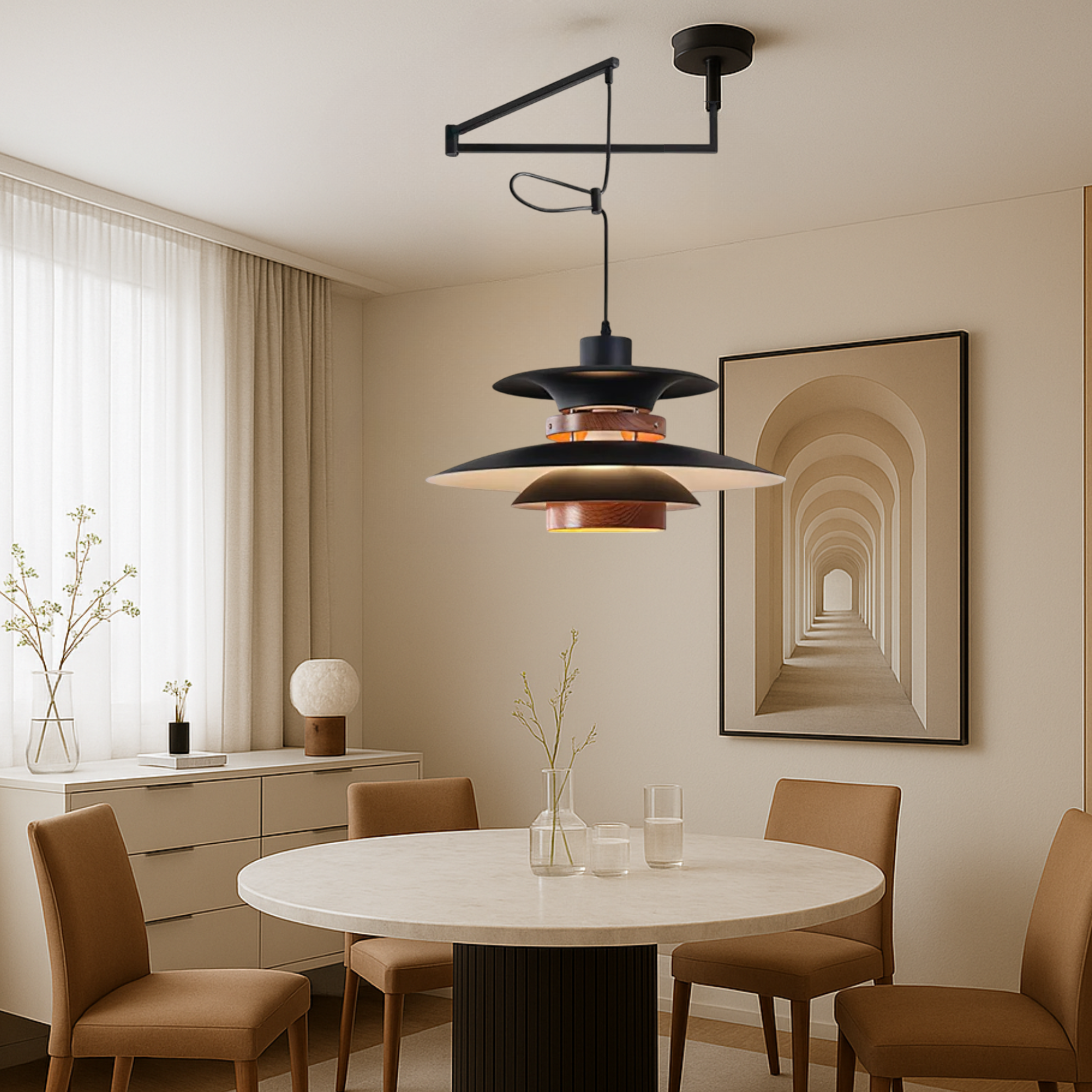 Lampe suspendue à bras articulé Merado