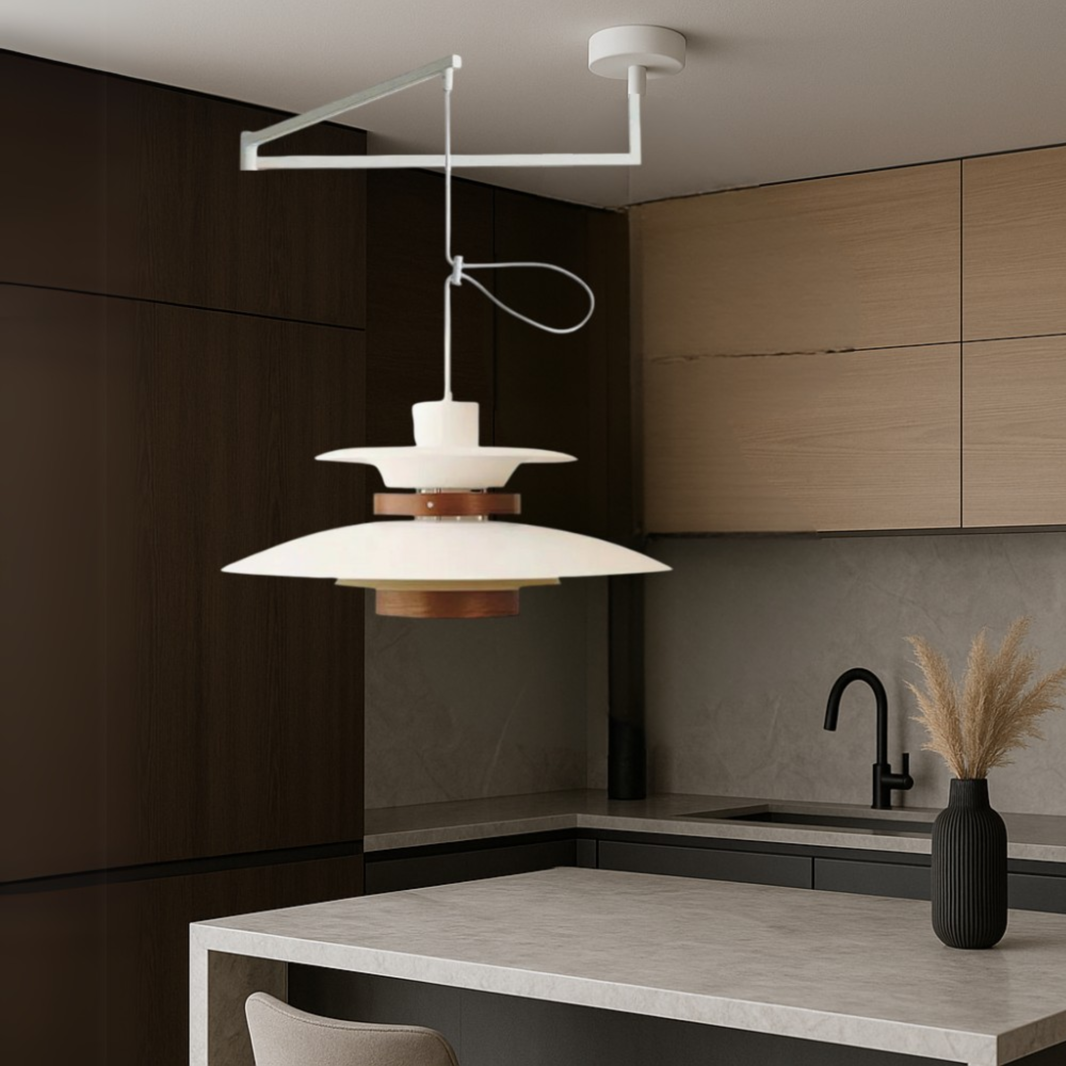 Lampe suspendue à bras articulé Merado