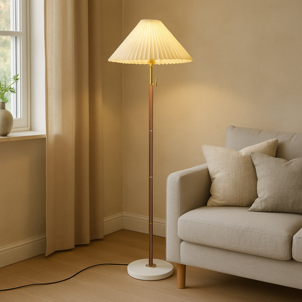 Lampadaire en bois vintage Yrus