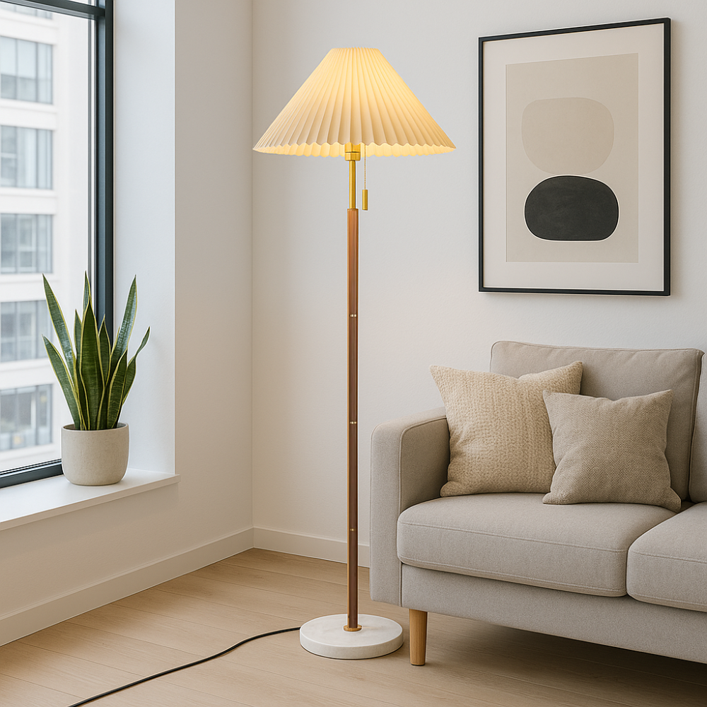 Lampadaire en bois vintage Yrus