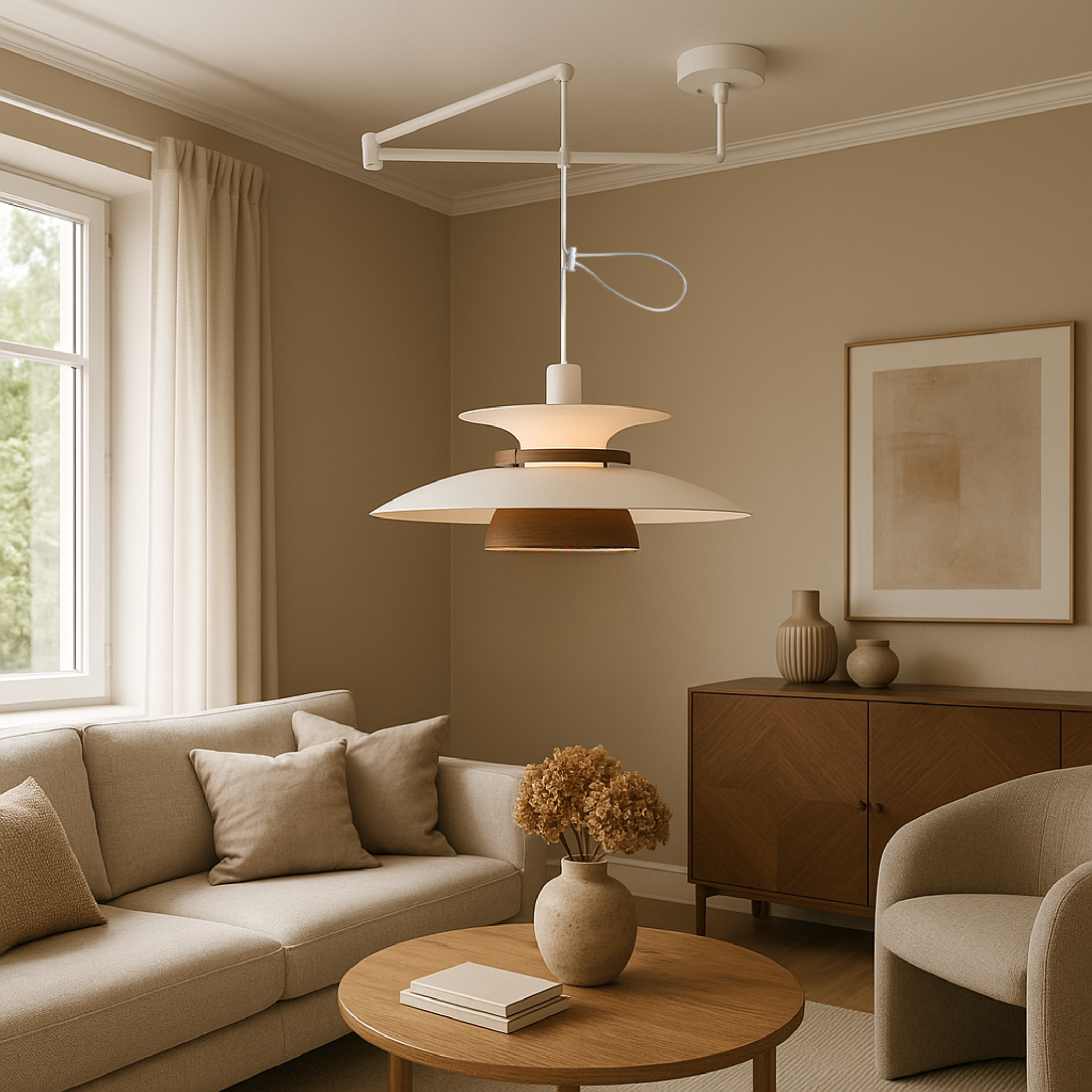 Lampe suspendue à bras articulé Merado