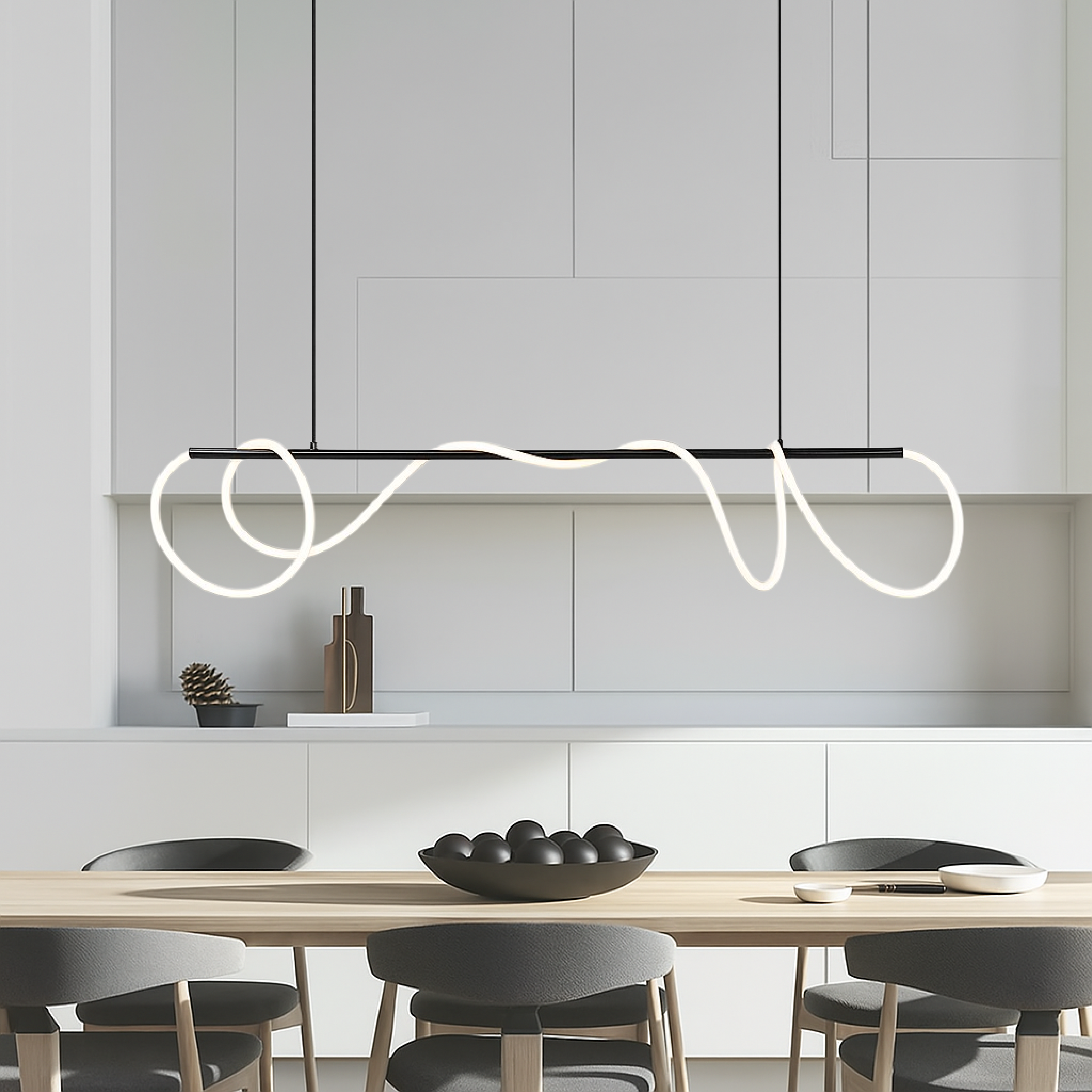 Suspension linéaire pour table de cuisine