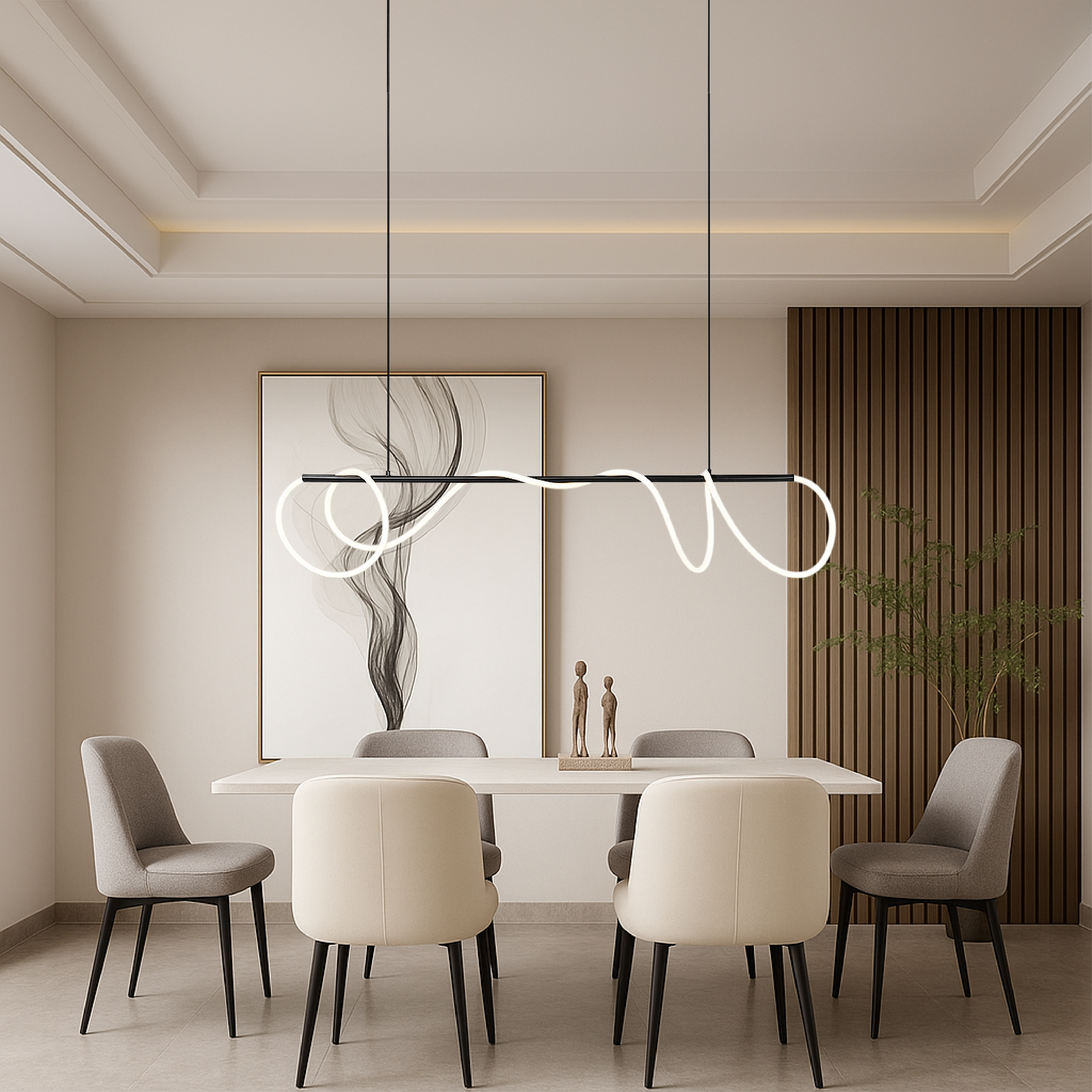 Suspension linéaire pour table de cuisine