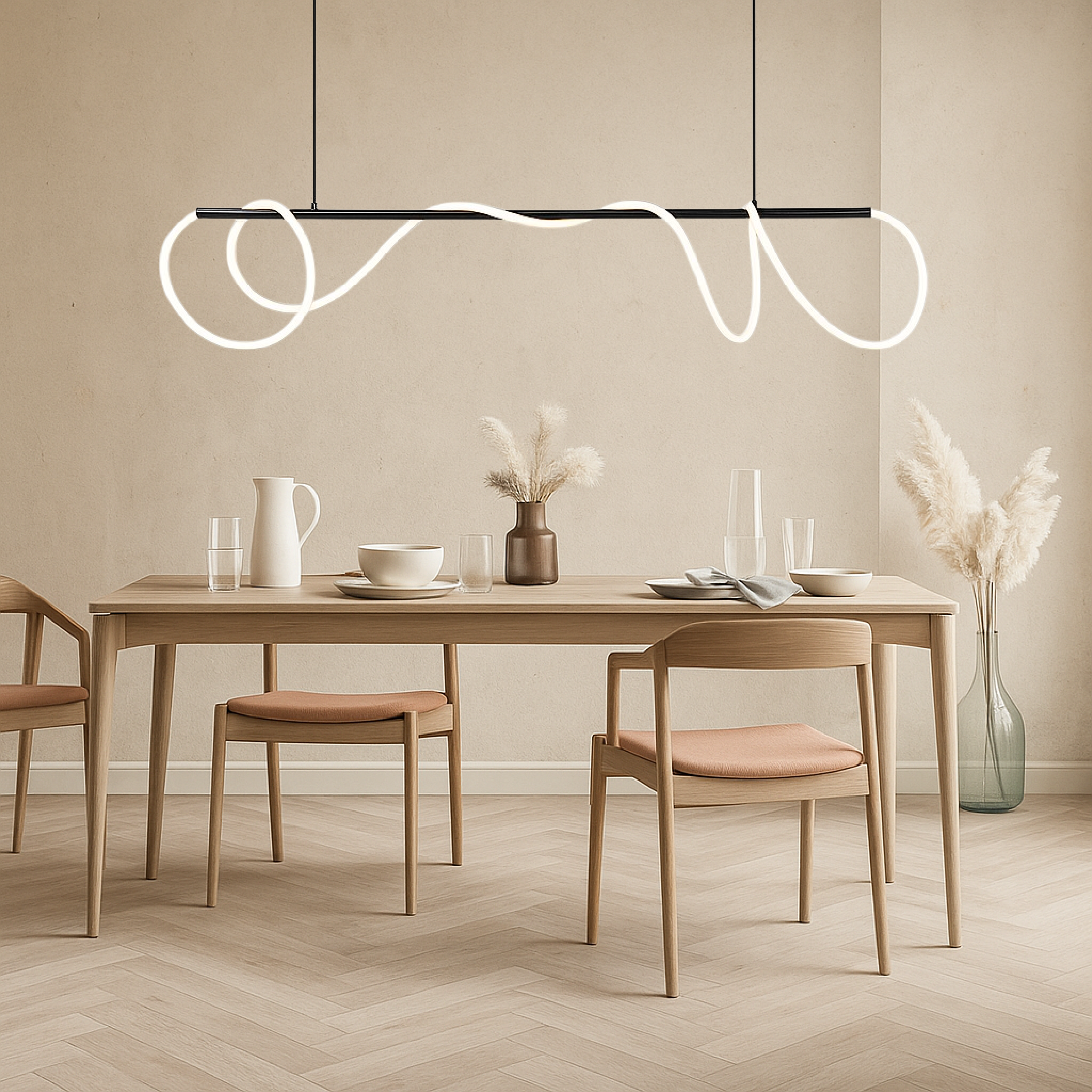 Suspension linéaire pour table de cuisine