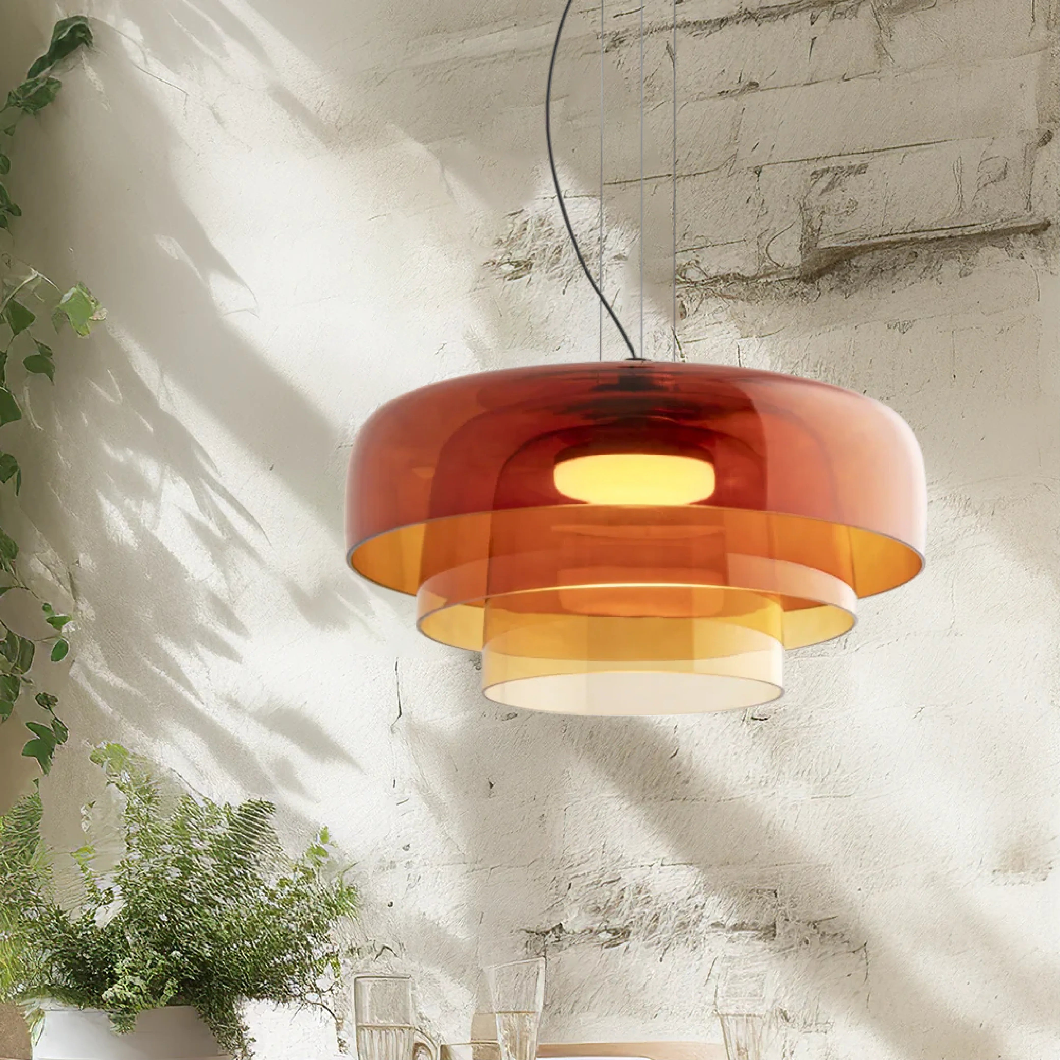 Lampe pendante en verre