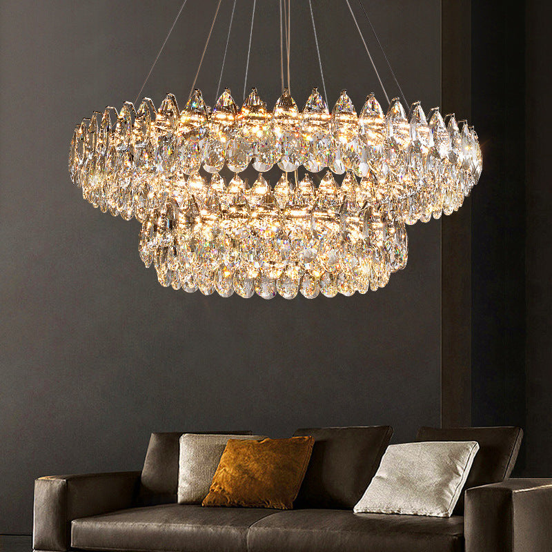 Lustre à anneaux de cristal