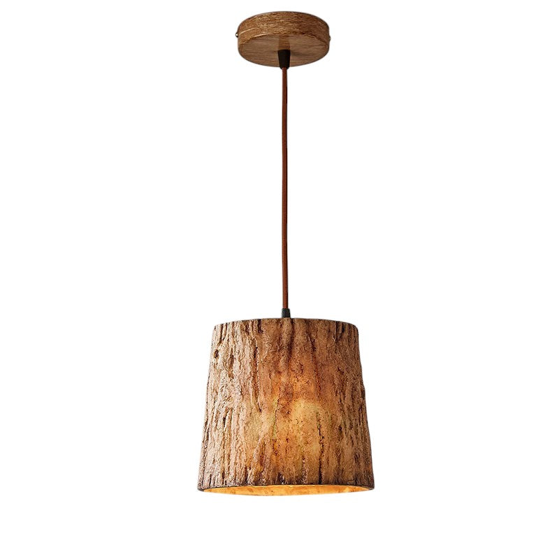Lampe pendante en rondins de bois