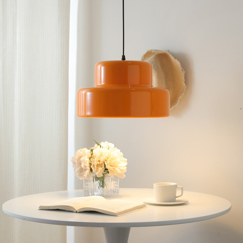 Lampe pendante Bauhaus orange italienne