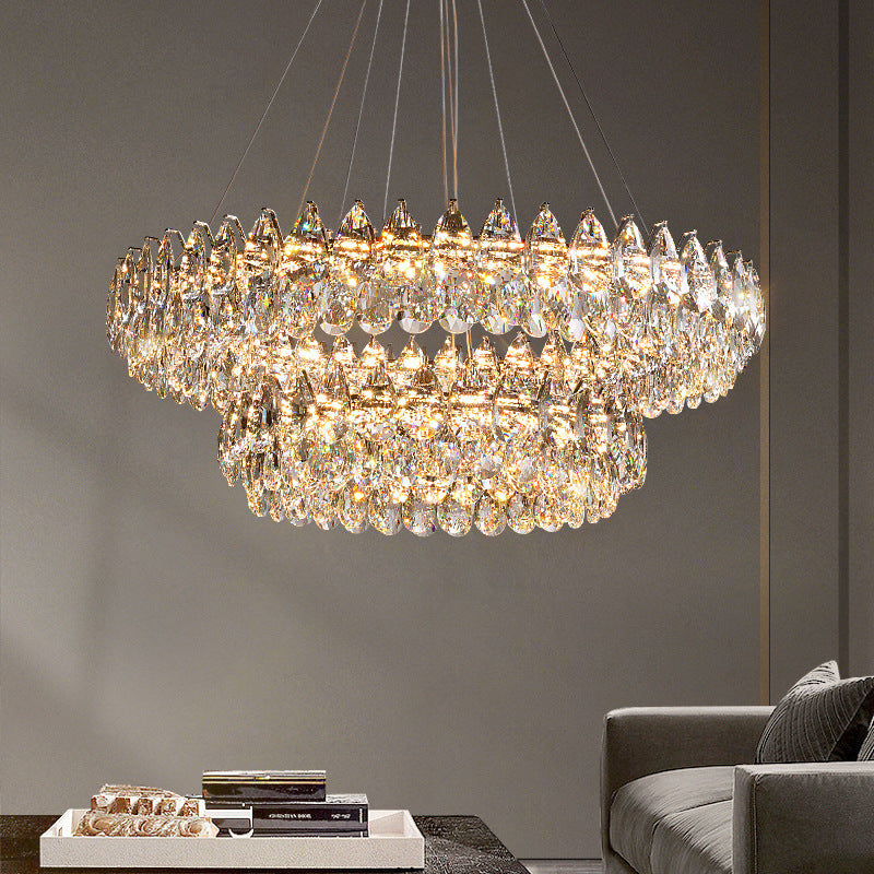 Lustre à anneaux de cristal