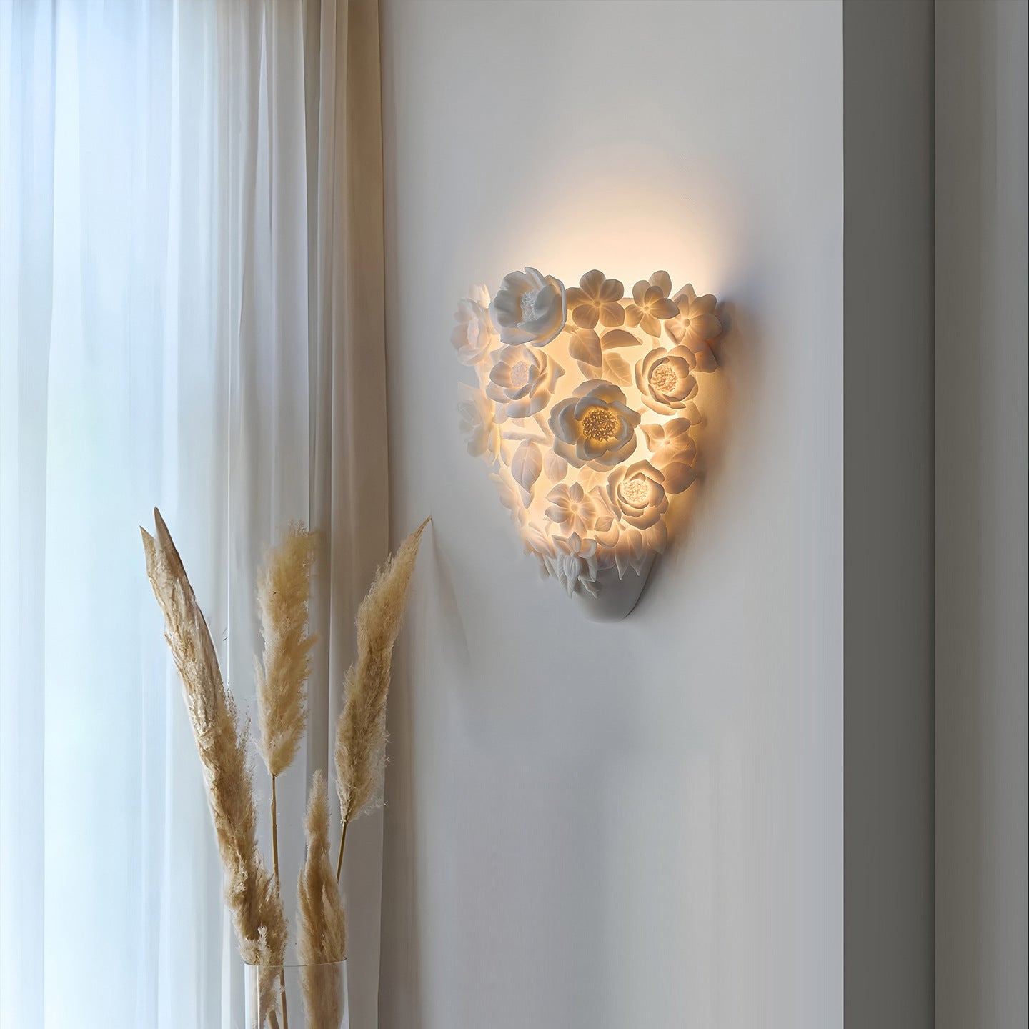 Lampe murale à fleurs en céramique
