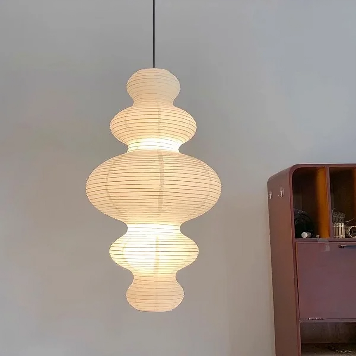 Lampe suspendue en papier de riz multicouche