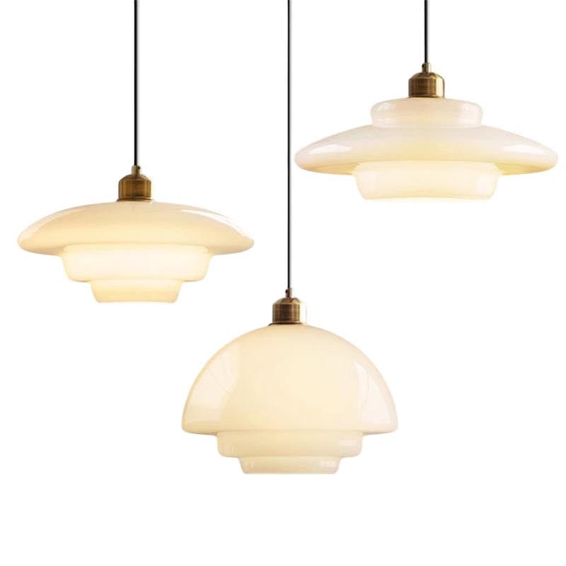 Suspension en verre blanc laiteux