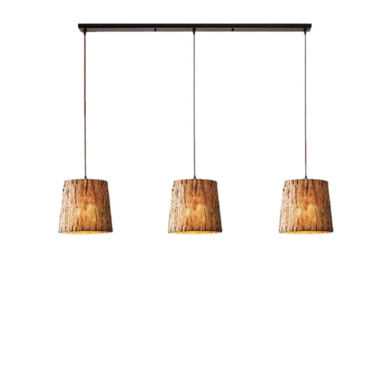 Lampe pendante en rondins de bois
