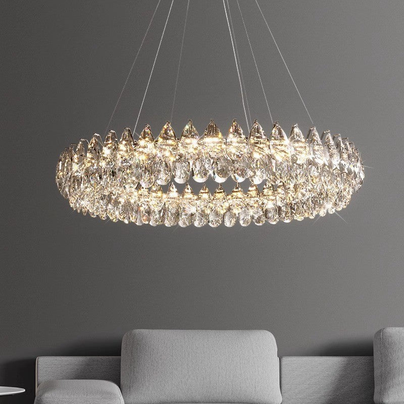 Lustre à anneaux de cristal