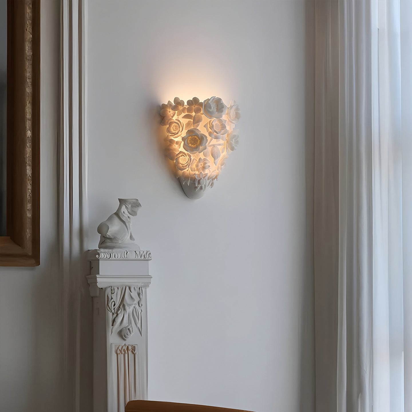 Lampe murale à fleurs en céramique