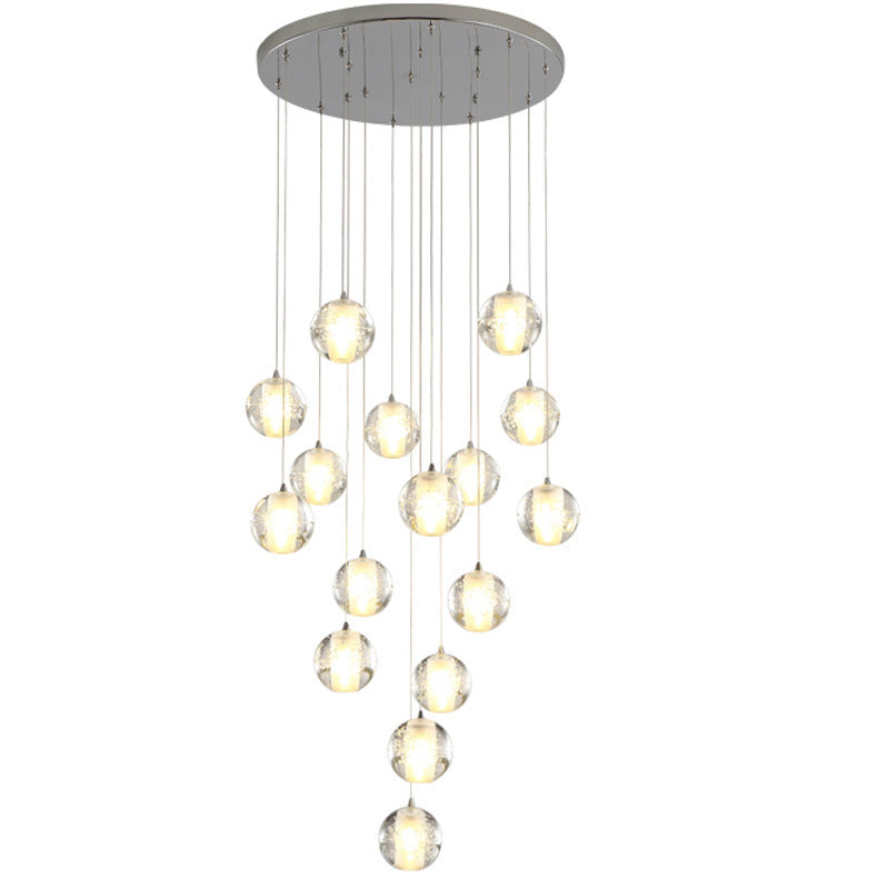 Lustre d'escalier à boules de cristal